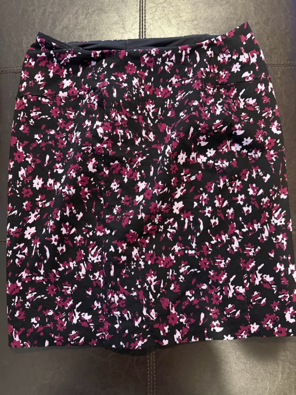 Black Pencil Skirt with Pink Floral Print
